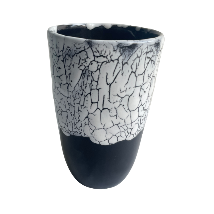 Raku-style ceramic vase