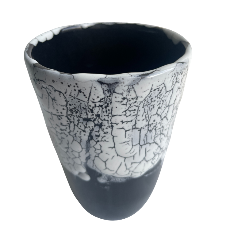 Raku-style ceramic vase