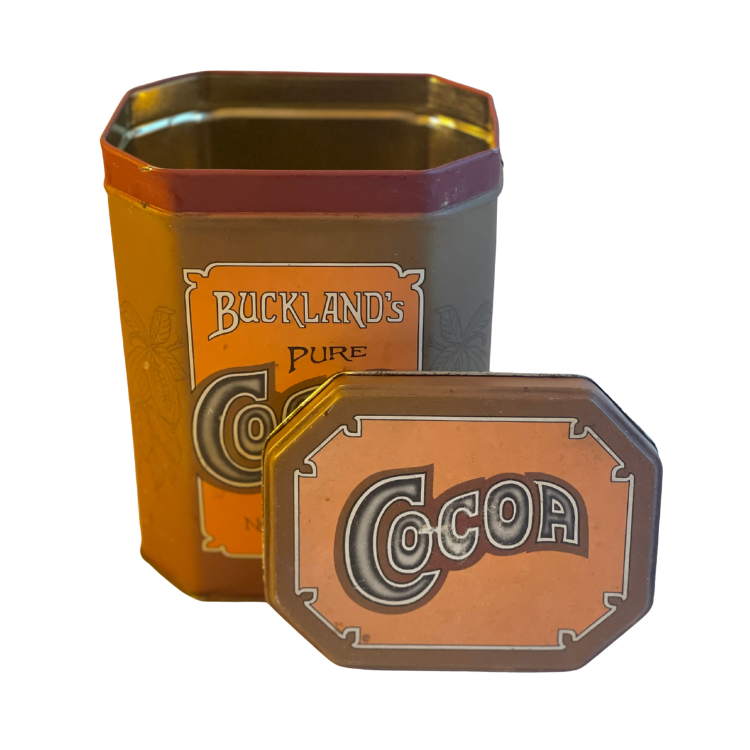 Vintage-style Buckland’s Pure Cocoa tin