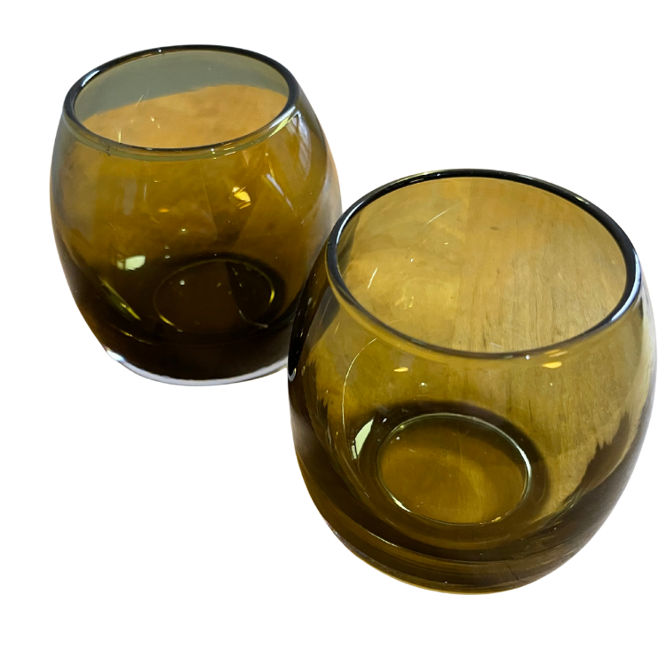 Olive green roly-poly glasses (set of 2)