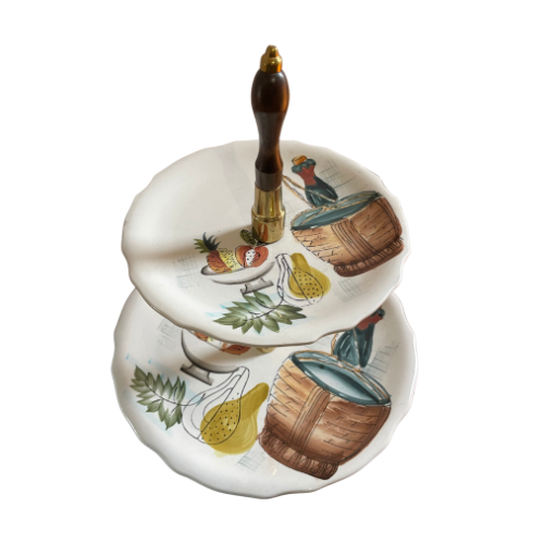 Japanese two-tiered ceramic serving tray