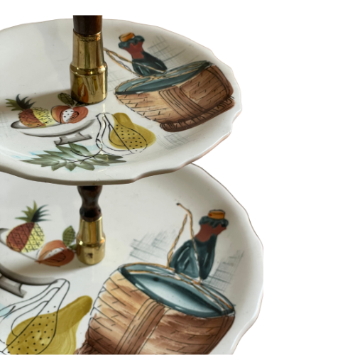 Japanese two-tiered ceramic serving tray