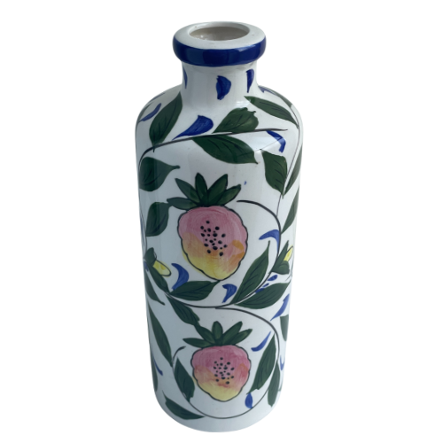 Vintage Hand-Painted Floral Ceramic Vase