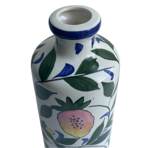 Vintage Hand-Painted Floral Ceramic Vase