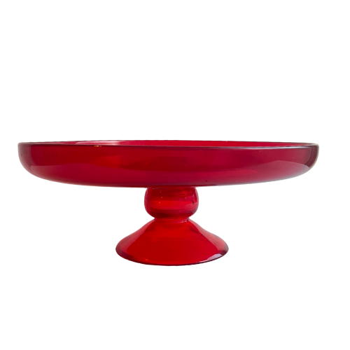 Vintage Red Glass Cake Stand