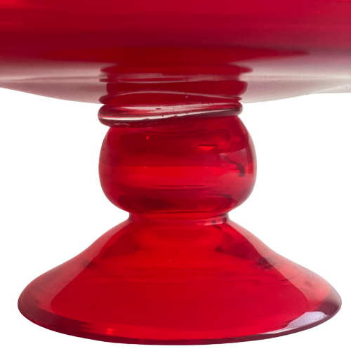 Vintage Red Glass Cake Stand