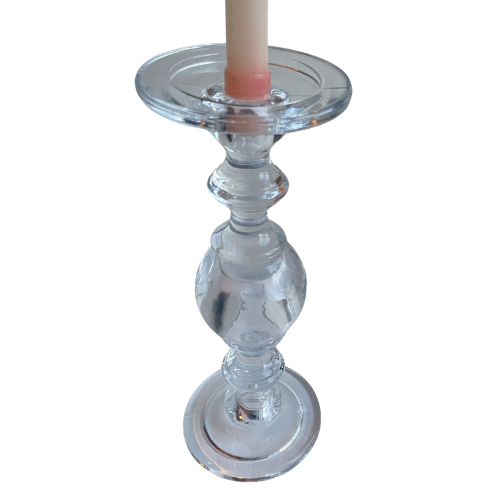 Vintage clear Glass Candlesticks (pair)