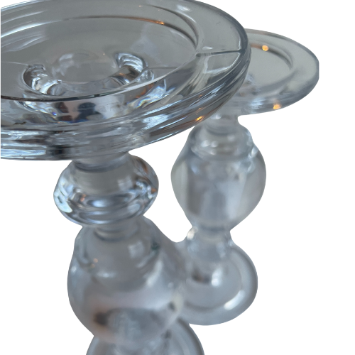 Vintage clear Glass Candlesticks (pair)