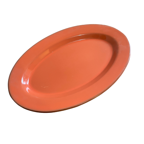 Ceramic serving platter with a matching plate