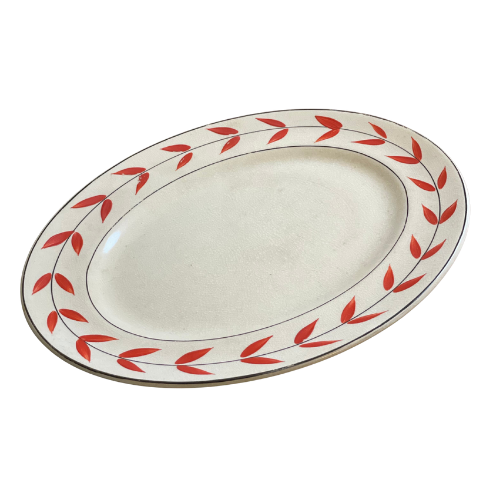 Ceramic serving platter with a matching plate