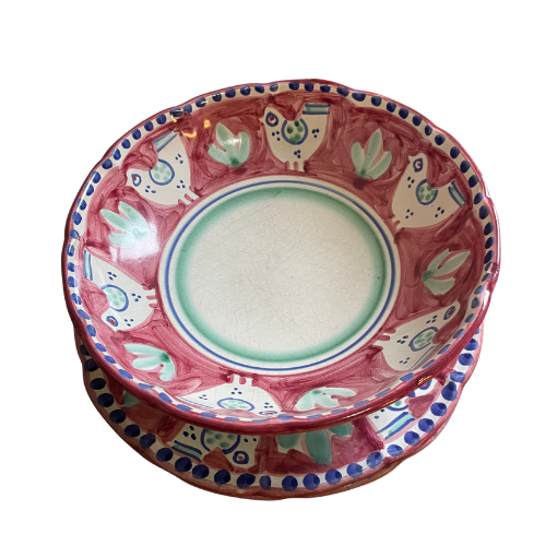 Vietri Solimene Campagna ceramic pasta bowl and two plates