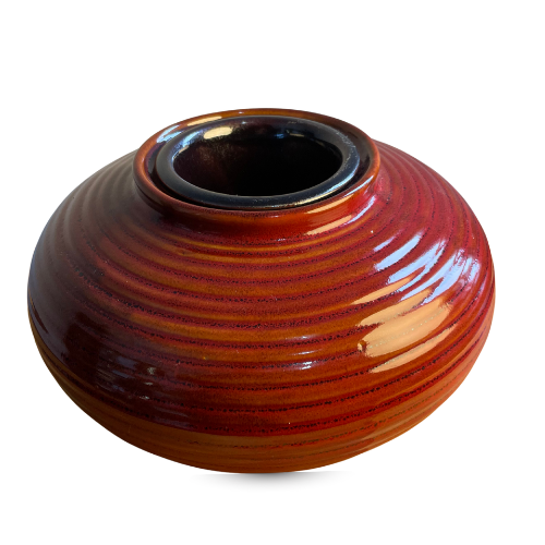 Vintage Drip Glaze Flower Frog Bowl