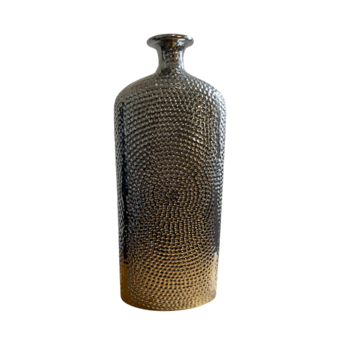 Silver textured vase duo