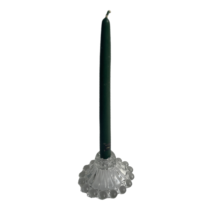 Vintage clear glass mismatched taper candle holders (Set of 2)
