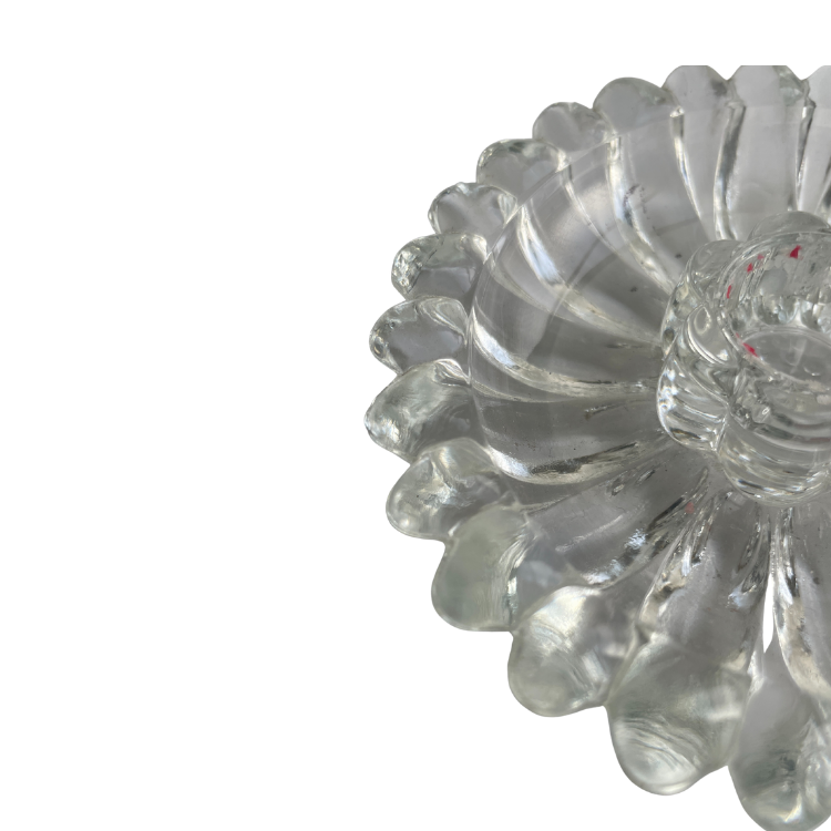 Vintage clear glass mismatched taper candle holders (Set of 2)