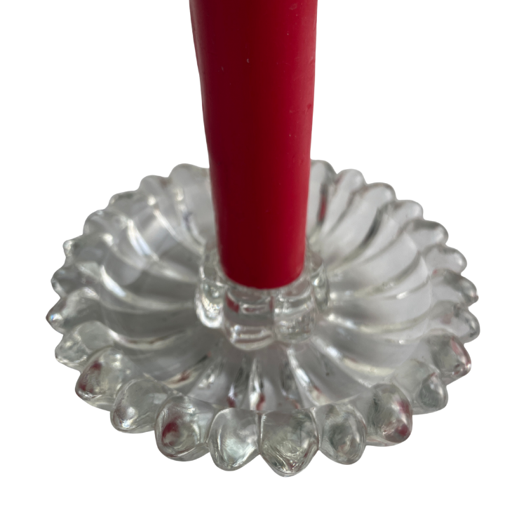 Vintage clear glass mismatched taper candle holders (Set of 2)