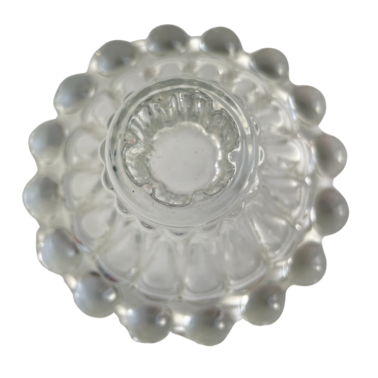 Vintage clear glass mismatched taper candle holders (Set of 2)