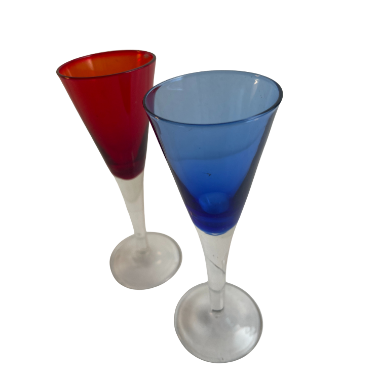 Vintage coloured liqueur glasses (set of 2)