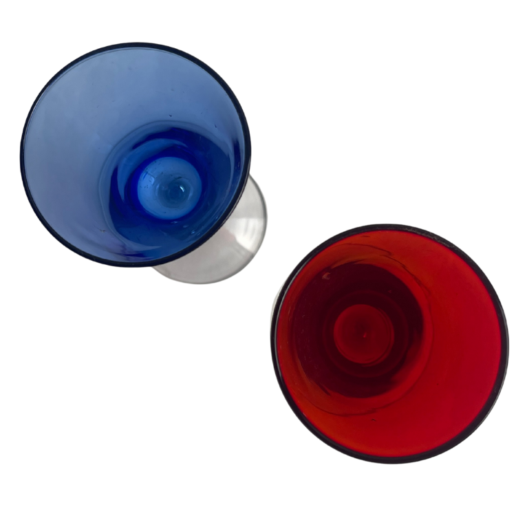 Vintage coloured liqueur glasses (set of 2)