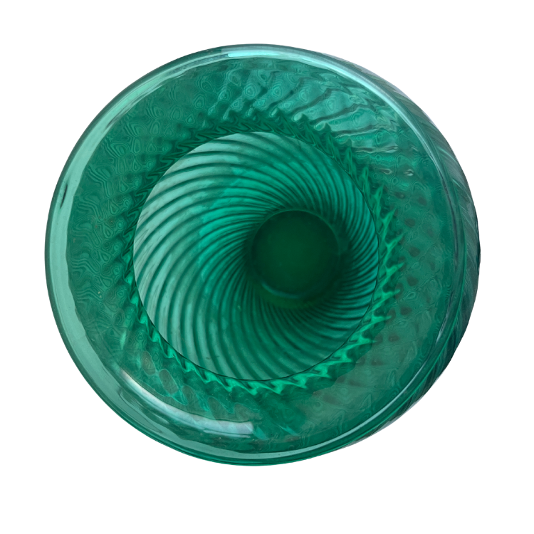 Emerald green swirled handblown glass vase